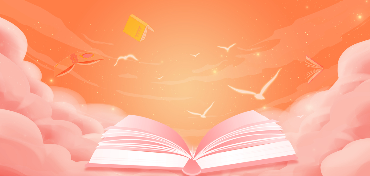 开学季翻开的书橙色背景图片