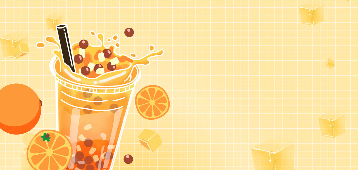 夏天橙色水果奶茶高清背景图片