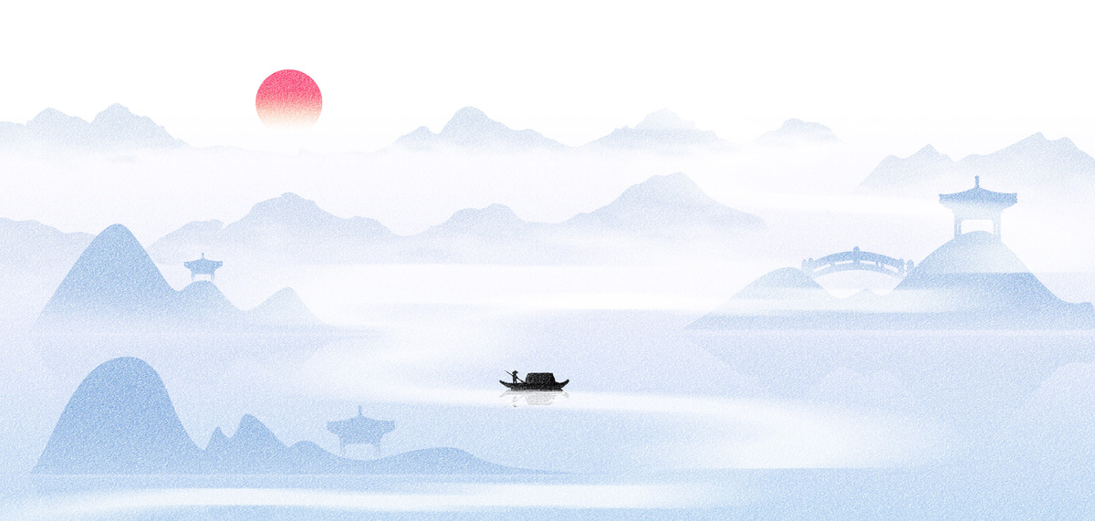 中国风山水蓝色水墨背景图片