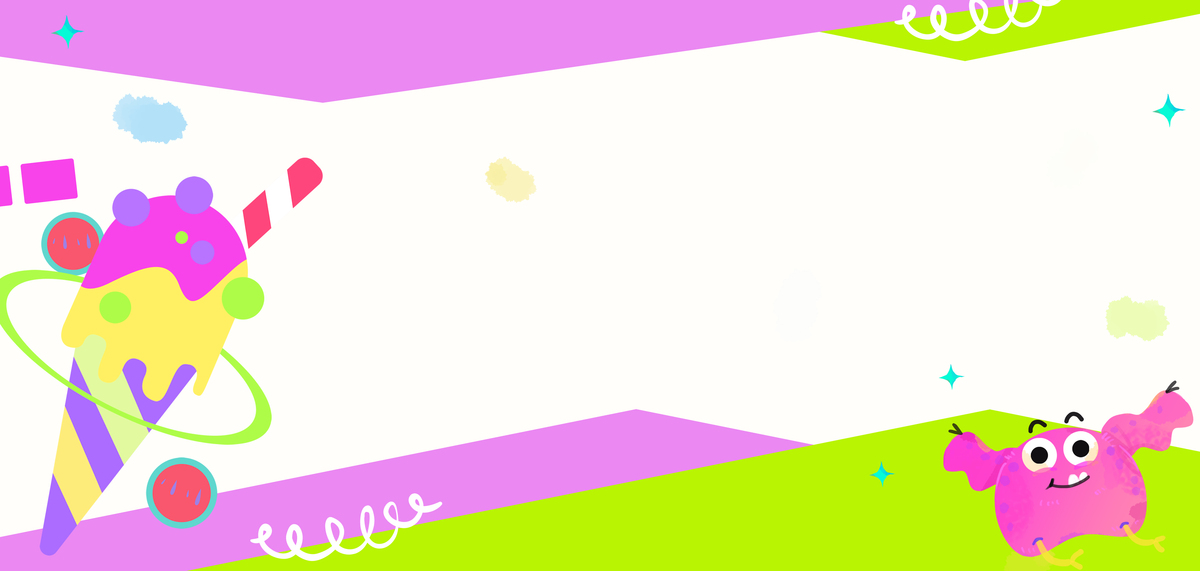 夏日多巴胺冰淇淋紫绿色手绘banner图片
