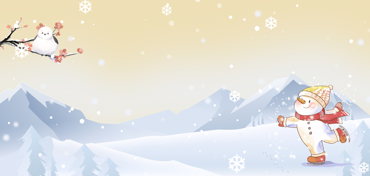 冬天雪人滑雪卡通立冬背景图片