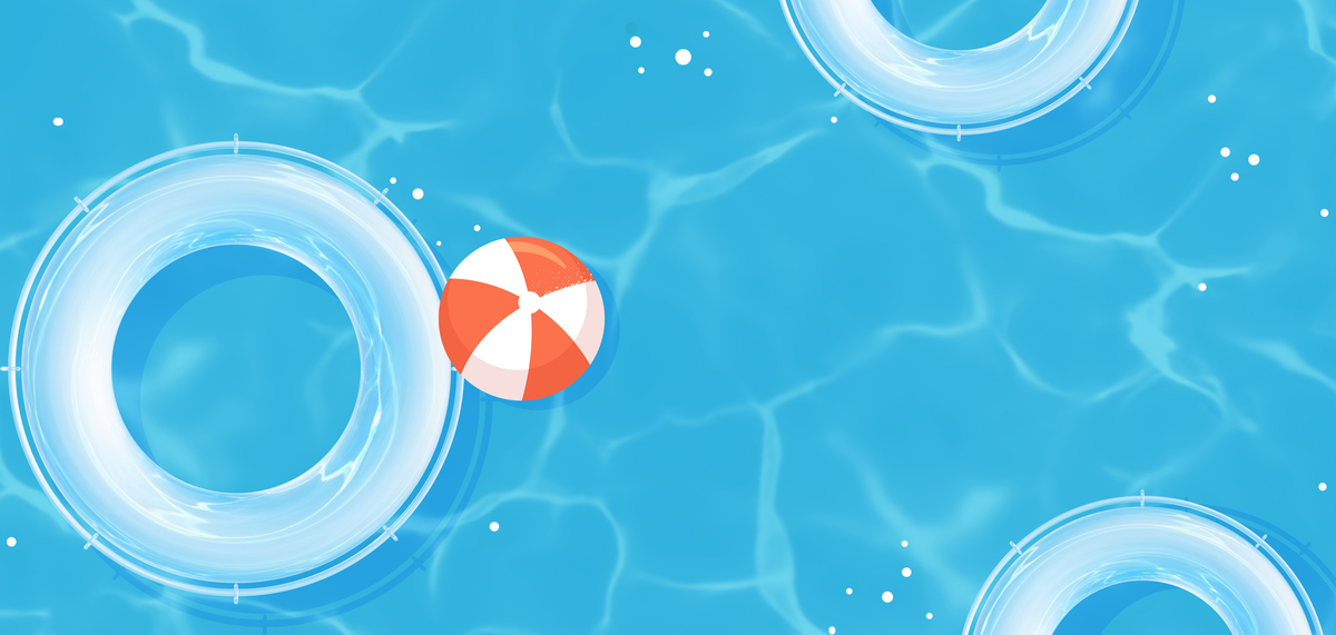 夏季游泳游泳圈球蓝色简约背景横图图片