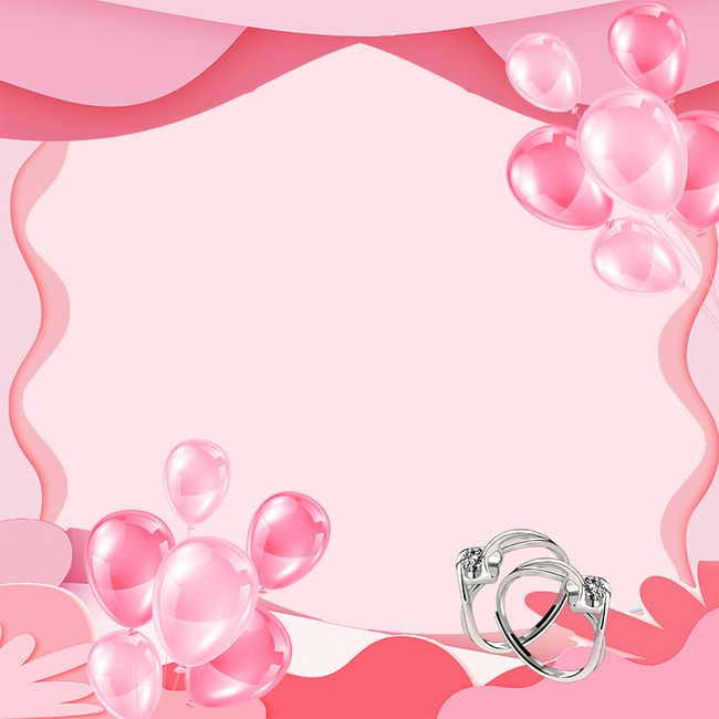 七夕节珠宝首饰促销粉色气球主图图片