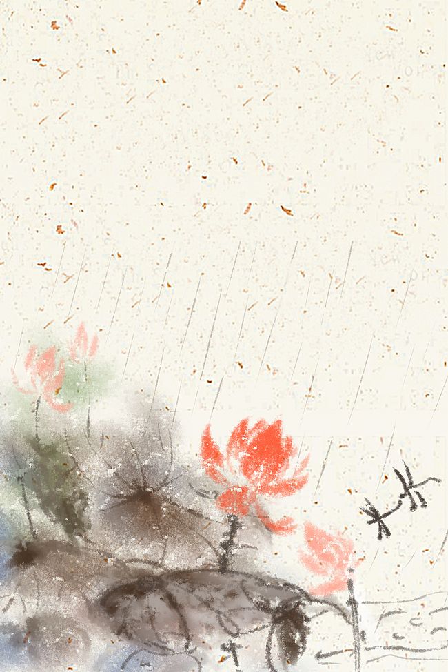 中国风淡雅荷塘莲花蜻蜓背景素材图片