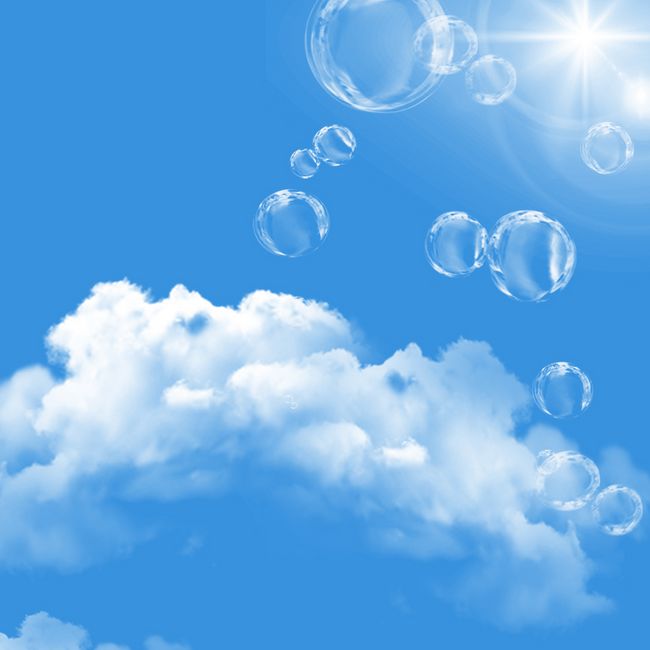 蓝天白云泡泡母婴产品PSD分层主图背景图片