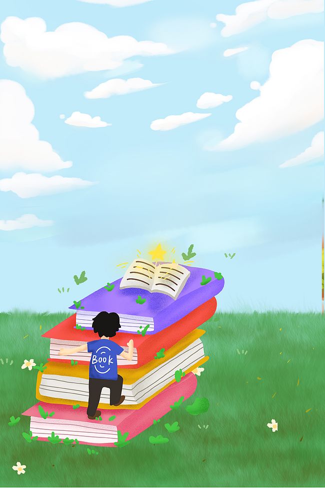 蓝色手绘世界儿童图书日海报图片