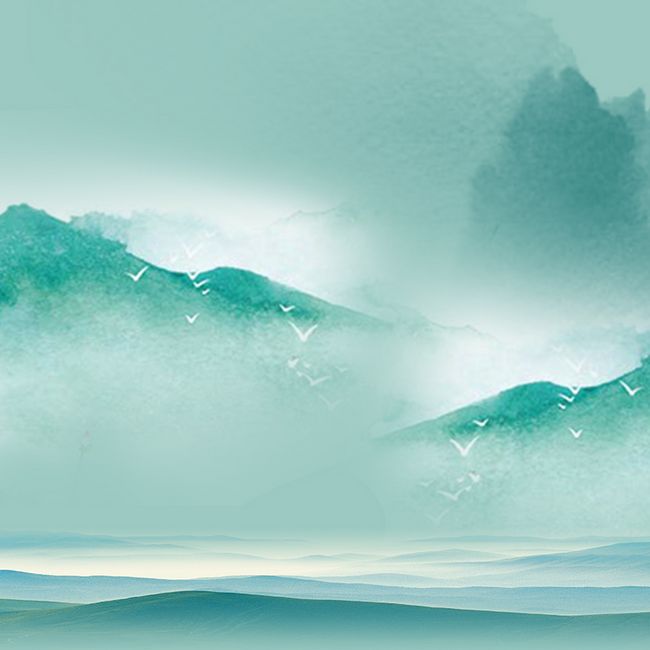 中国风绿色山水PSD分层主图背景素材图片