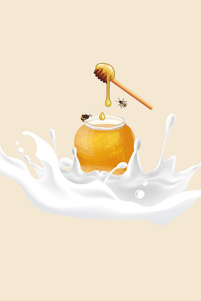 牛奶蜂蜜海报背景素材图片