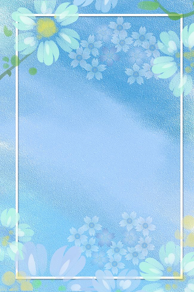 蓝色简约边框花卉新品上市背景素材图片