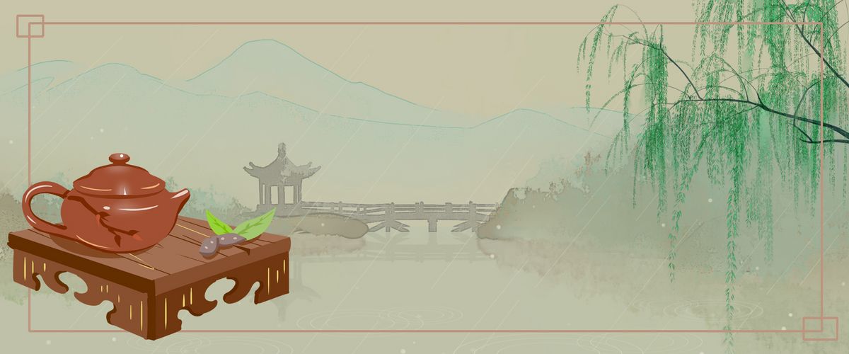 中国风紫砂壶山水Banner图片