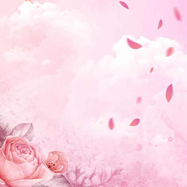 粉色浪漫玫瑰花白云云彩背景图片