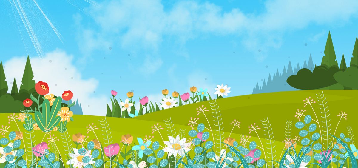 夏日清新绿色自然草地花卉背景图片
