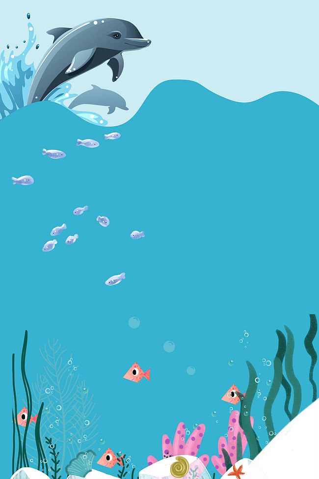 创意卡通海洋水底生物海报背景图片