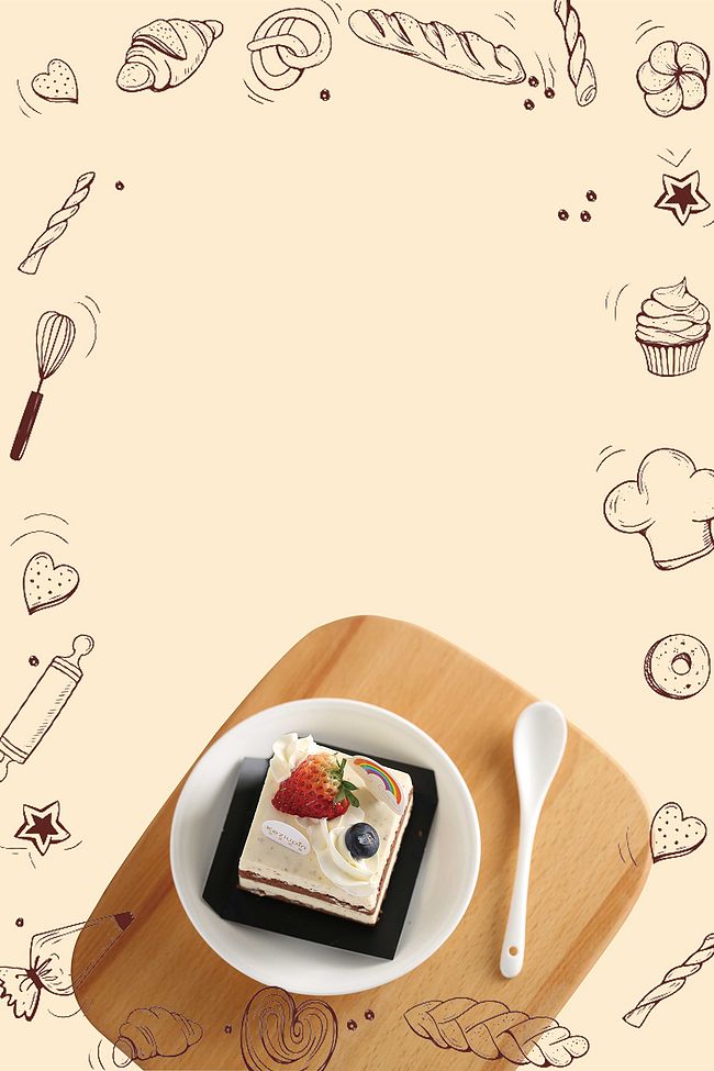 创意手绘甜品美食海报设计背景素材图片