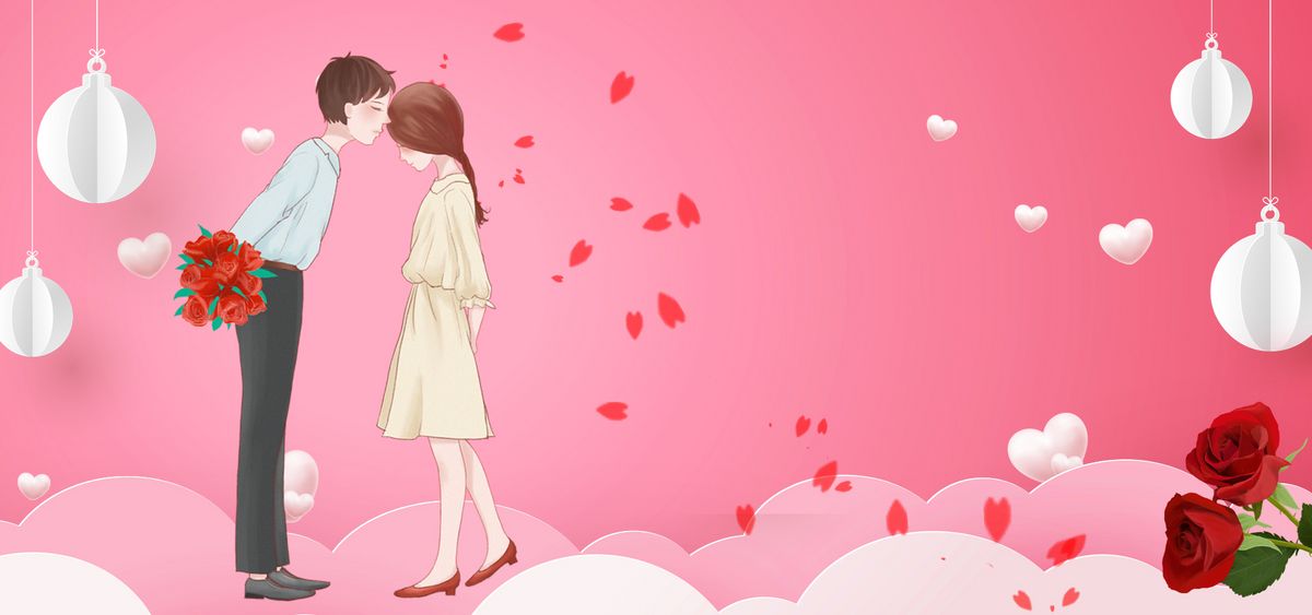 情人节玫瑰浪漫简约红色淘宝海报背景图片