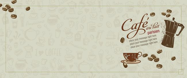 美式复古西餐手绘线稿咖啡饮料餐馆海报背景图片