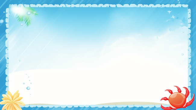 夏天大海浪花卡通边框背景图片