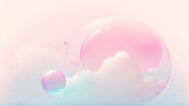 渐变云朵气泡蓝粉色渐变唯美气泡海报背景图片