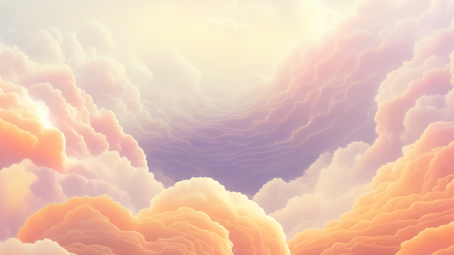 金色天空浪漫云层云朵云海图片