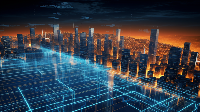 科技城市信号传输未来物联网世界背景图片