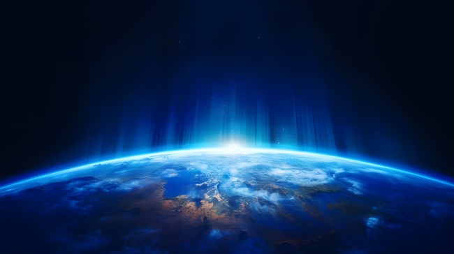 太空拍摄地球蓝光背景图片