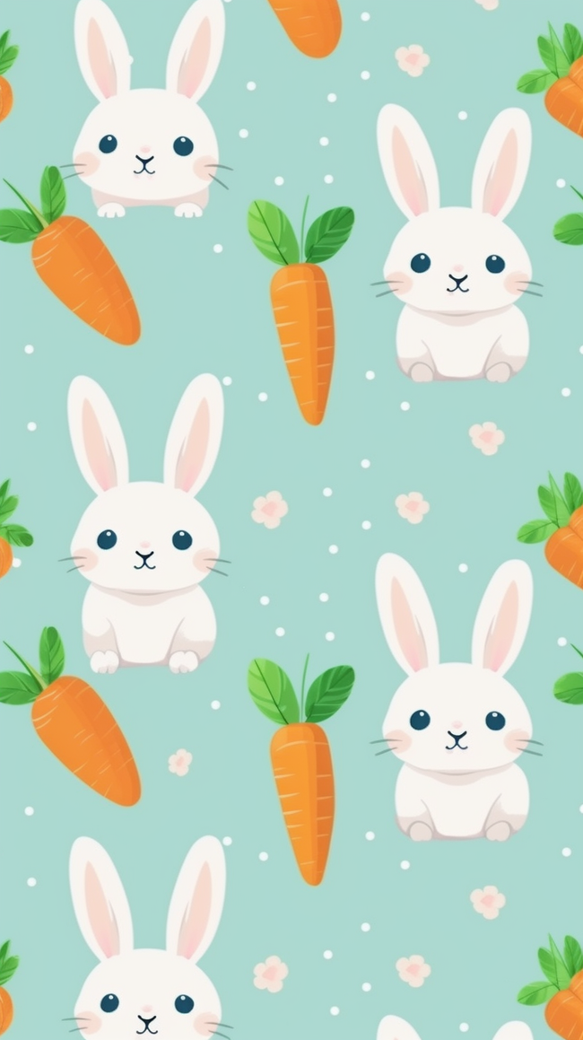 扁平卡通可爱兔子胡萝卜背景图片