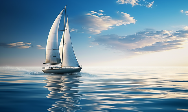 平静海面帆船扬帆起航励志海报背景图片
