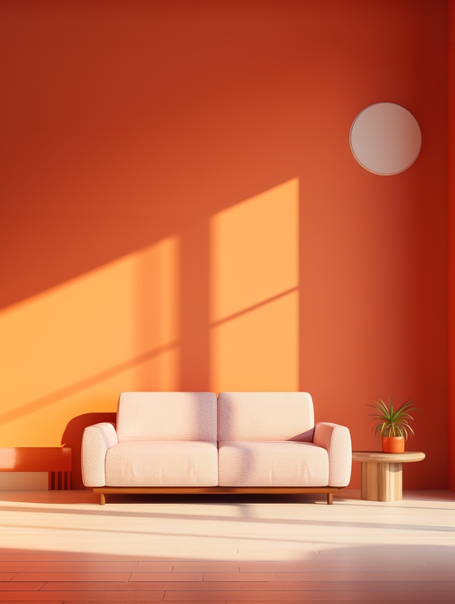 橙色背景墙沙发室内空间家居背景13图片