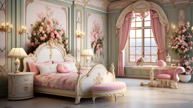 古典欧式公主风卧室背景4图片