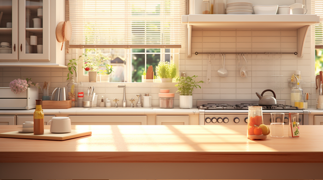 阳光照射进厨房餐桌上背景3图片