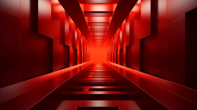 红色科技空间感通向远方的走廊隧道背景5图片