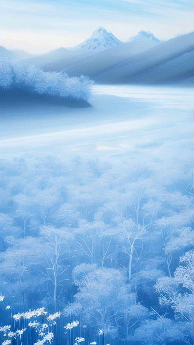 蓝色立冬小雪大雪节气雪地雪山风景图片