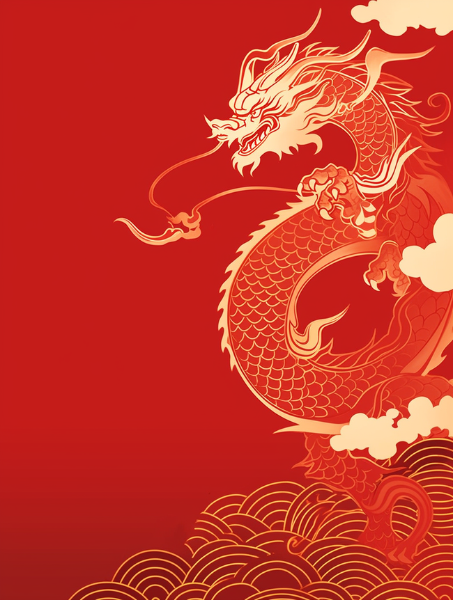 红色中国龙龙年纹理背景素材图片