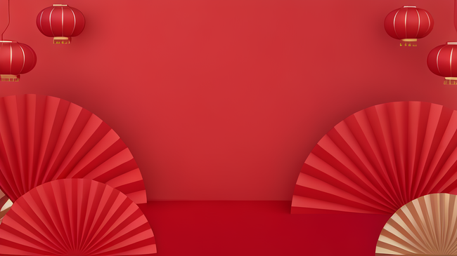 新年展台喜庆展台中式展台红色3D电商展台图片