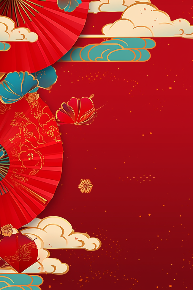国潮红色中国红新年背景元素图片