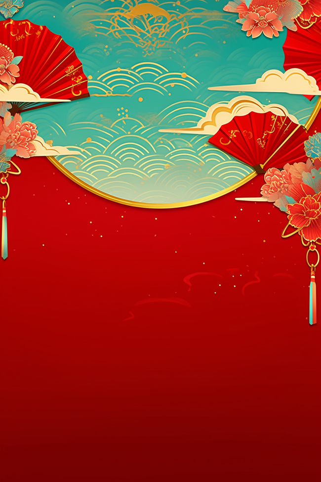 新年红色国潮中国红背景元素图片