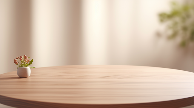 简约主义客厅里的原木餐桌背景3图片