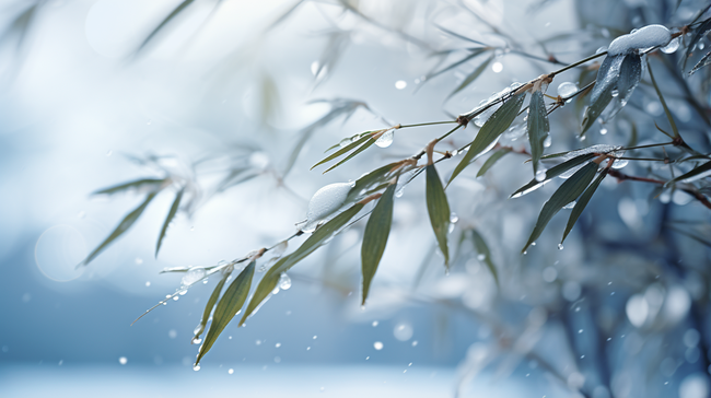 立冬节气雨雪里的竹林场景背景4图片
