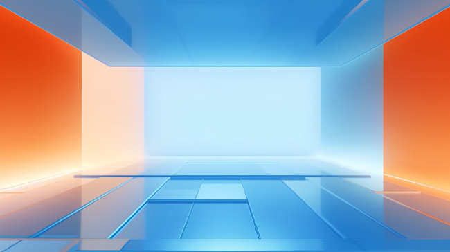 蓝橙色几何渐变3D玻璃质感空间电商空间展图片