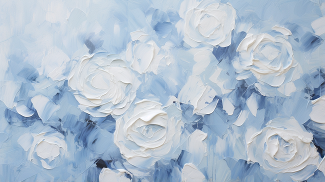 蓝色油画感创意花朵背景27图片