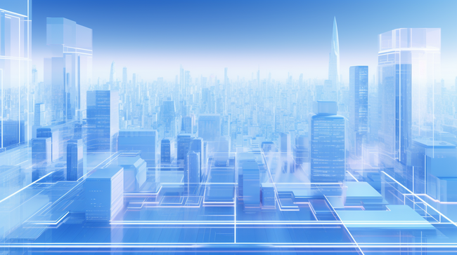 蓝色科技感城市建筑群背景图片