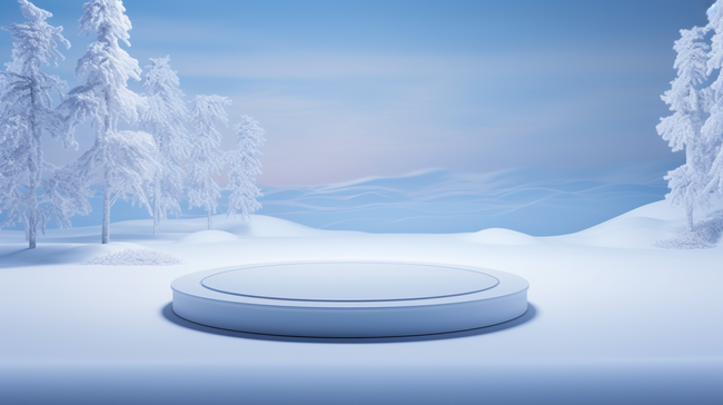 浅蓝色冬天圣诞节圆形电商展台背景图片