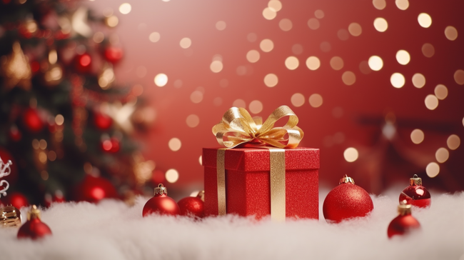 圣诞节小球圣诞铃铛红色圣诞节背景图片