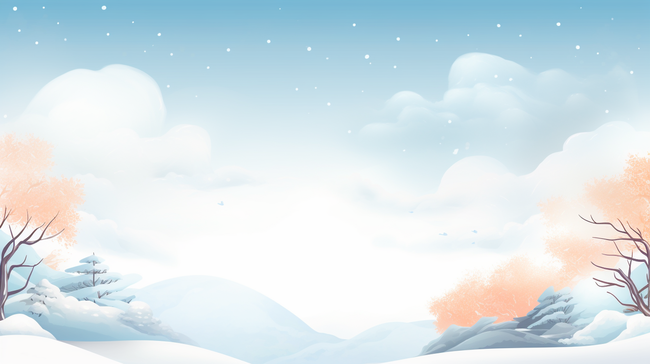 冬季山峰树木大雪山水画背景12图片