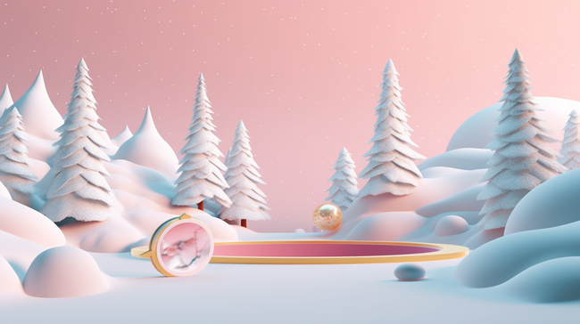 粉蓝色3D圣诞节电商促销展台背景图片