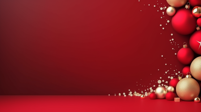 圣诞吊球装饰红色简约背景11图片