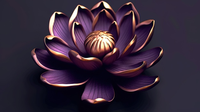 立体的莲花紫色金边花瓣8图片