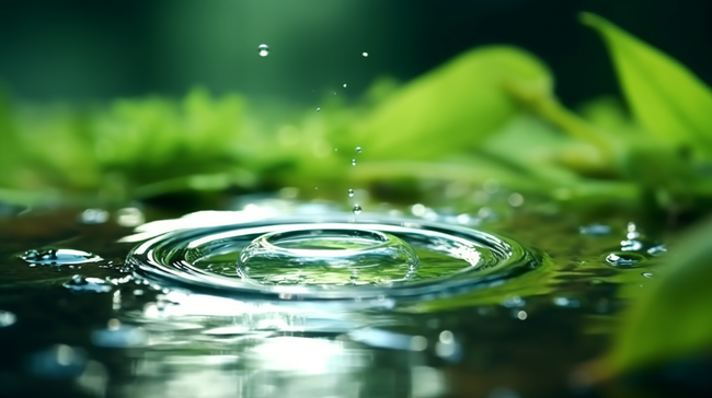 春天绿叶上的露珠水滴雨滴背景图图片