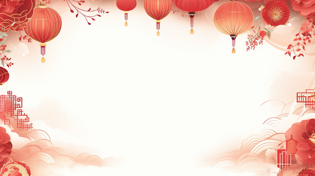 红色中国风新年梅花装饰背景11图片