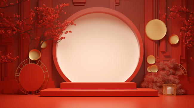 红色中国风古典年货节背景2图片